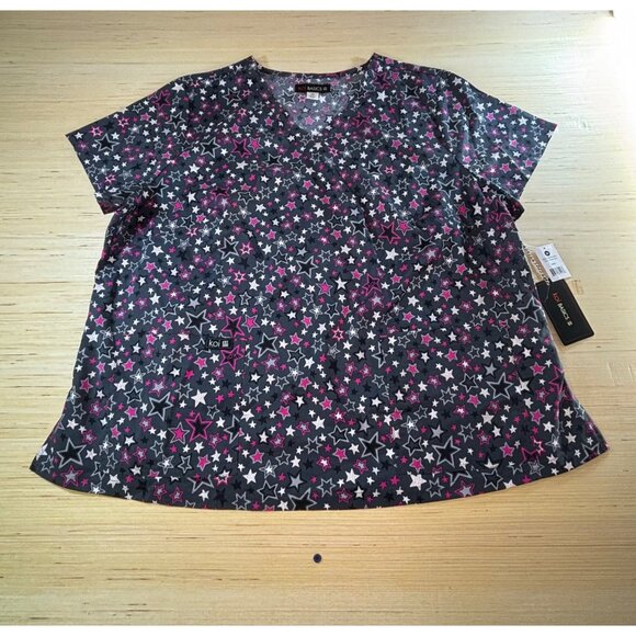 Koi Basics Women size 3X Top V-Neck star scrubs New with tags - Picture 1 of 8